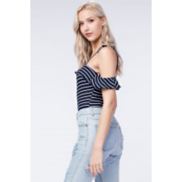 5/$30 STRIPED BODYSUIT w/SHOULDER CUTOUTS - Picture 8 of 8
